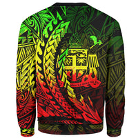 Fiji Custom Personalised Sweatshirt - Wings Style Reggae Color - Polynesian Pride