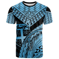Fiji T Shirt Blue Polynesian Necklace and Lauhala Unisex Blue - Polynesian Pride
