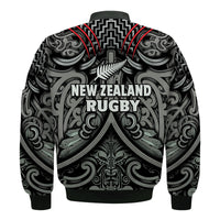New Zealand Silver Fern Rugby Bomber Jacket All Black NZ Maori Pattern LT13 - Polynesian Pride