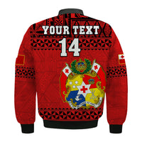 (Custom Text And Number) Tonga Rugby Bomber Jacket Mate Maa Tonga Pacific Ngatu Black LT14 - Polynesian Pride