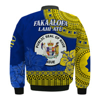 Niue Hiapo Bomber Jacket Rock of Polynesia Tapa Niuean Crab Happy Day LT13 - Polynesian Pride