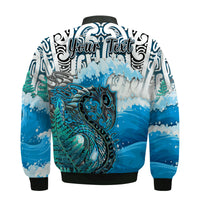 (Custom Personalised) Manaia Maori Bomber Jacket Fern Aotearoa Blue Waves LT13 - Polynesian Pride