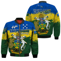 (Custom Personalised) Solomon Islands Bomber Jacket Happy 44th Independence Anniversary Polynesian Pattern LT14 Unisex Blue - Polynesian Pride