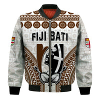 Custom Personalised Fiji Rugby Bati Bomber Jacket Proud Tapa Pattern LT13 Unisex White - Polynesian Pride