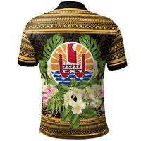 French Polynesia Tahiti Polo Shirt Custom Tahiti Of Seal Tropical Flowers Style - Polynesian Pride