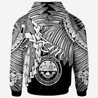 Federated States of Micronesia Polynesian Zip up Hoodie Tribal Wave Tattoo White - Polynesian Pride