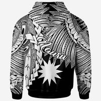Nauru Polynesian Custom Zip up Hoodie Tribal Wave Tattoo White - Polynesian Pride