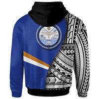 Marshall Islands Hoodie Coat of Arm and Polynesian Patterns - Polynesian Pride