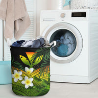 Kanaka Maoli (Hawaiian) Laundry Basket, Polynesian Plumeria Banana Leaves Reggae - Polynesian Pride