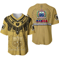 Samoa Independence Day Tribal Tattoo Coat Of Arms Baseball Jersey No.2 LT6 Gold - Polynesian Pride