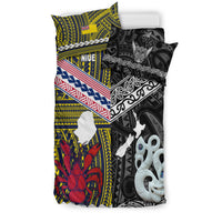 New Zealand And Niue Bedding Set Together - Black LT8 - Polynesian Pride
