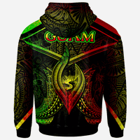 Guam Zip Hoodie Guam Seal With Line Style Reggage Version - Polynesian Pride