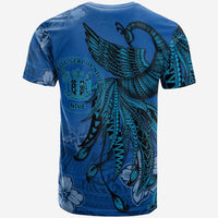 Niue Custom T Shirt Polynesian Phoenix Bird, Fairytales Bird Blue - Polynesian Pride