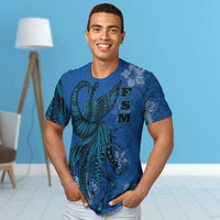 Federated States of Micronesia T Shirt Polynesian Phoenix Bird, Fairytales Bird Blue - Polynesian Pride
