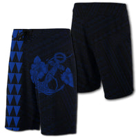 Hawaii Kakau Polynesian Anchor Board Shorts - Blue Men Blue - Polynesian Pride