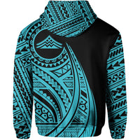 Hawaii Mauna Kea Polynesian Zip up Hoodie Tatoo Style Blue - Polynesian Pride