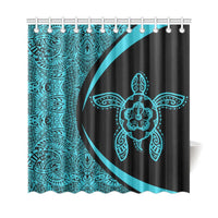 Hawaii Turtle Polynesian Shower Curtain-Circle Style Blue - Polynesian Pride