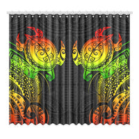Turtle Window Curtain Reggage Polynesian (Two Pieces) One Size 52"x96"(Two Piece) Black - Polynesian Pride