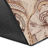 Northern Mariana Islands Area Rug - Hibiscus Flowers Vintage Style - Polynesian Pride