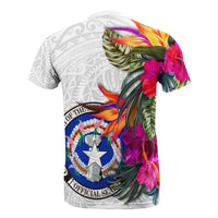 Northern Mariana Islands T Shirt Polynesian Hibiscus White Pattern - Polynesian Pride
