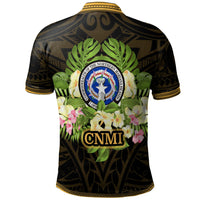 Northern Mariana Islands Polo Shirt Polynesian Gold Patterns Collection - Polynesian Pride