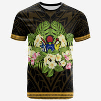 Cook Islands T Shirt Polynesian Gold Patterns Collection Unisex Black - Polynesian Pride