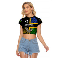 Australian South Sea Islanders Flag Style Crop T Shirt LT14 Female Black - Polynesian Pride