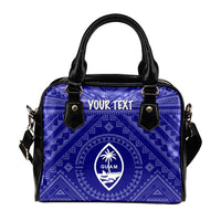 Guam Personalised Shoulder Handbag - Guam Seal With Polynesian Tattoo Style (Blue) - Polynesian Pride