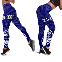 Guam Personalised Women's Legging - Guam Seal With Polynesian Tattoo Style (Blue) - Polynesian Pride