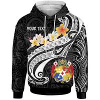 Tonga Custom Hoodie Tonga Seal Polynesian Patterns Plumeria (Black) Unisex Black - Polynesian Pride