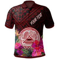 American Samoa Custom Polo Shirt Coat Of Arm With Polynesian Patterns Unisex Red - Polynesian Pride