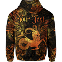 Custom Capricorn Zodiac Polynesian Zip Hoodie Unique Style Gold LT8 - Polynesian Pride