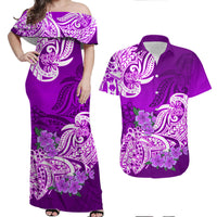 Polynesian Flower Tribal Matching Dress and Hawaiian Shirt Purple LT9 Purple - Polynesian Pride