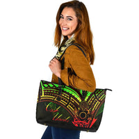 Cook Islands Leather Tote - Reggae Color Cross Style Black - Polynesian Pride