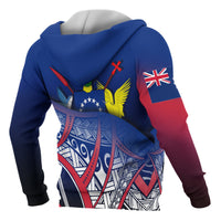 Cook Islands Coat of Arms Zip up Hoodie Polynesian Pattern - Polynesian Pride