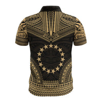 Cook Islands Polo Shirt Kuki Airani Flag Polynesian Chief Tattoo Gold Version - Polynesian Pride