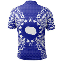 Cook Islands Polo Shirt Kuki Airani Flag Map Polynesian Tattoo Blue - Polynesian Pride