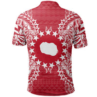 Cook Islands Polo Shirt Kuki Airani Flag Map Polynesian Tattoo Red White - Polynesian Pride