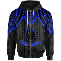 Cook islands Zip up Hoodie Polynesian Armor Style Blue Unisex Blue - Polynesian Pride