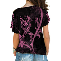 Hawaii Cross Shoulder Shirt Breast Cancer Survivor Mix Hibiscus LT7 - Polynesian Pride