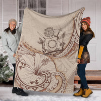Cook Islands Premium Blanket - Hibiscus Flowers Vintage Style - Polynesian Pride