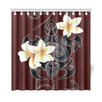 Turtle Poly Tribal Plumeria Red Shower Curtain - Polynesian Pride