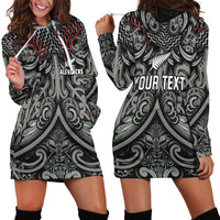 (Custom Personalised) New Zealand Silver Fern Rugby Hoodie Dress All Black NZ Maori Pattern LT13 Black - Polynesian Pride