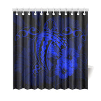 Hawaii Hibiscus Shower Curtain - Harold Turtle - Blue - Polynesian Pride