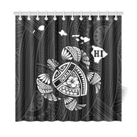 Hawaii Kakau Polynesian Turtle Map Shower Curtain - White - Polynesian Pride
