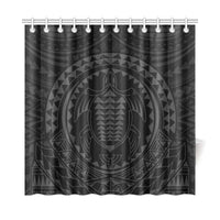 Hawaiian Kakau Honu Arc Gray Polynesian Shower Curtain - Polynesian Pride