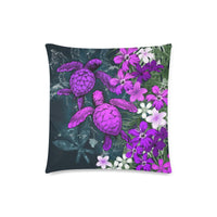Kanaka Maoli (Hawaiian) Pillow Cases - Sea Turtle Tropical Hibiscus And Plumeria Purple - Polynesian Pride