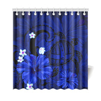 Hawaii Turtle Poly Tribal Blue Shower Curtain - Polynesian Pride