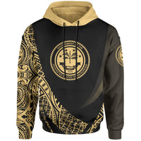 Federated States of Micronesia Hoodie Gold Polynesian Patterns Sport Style Unisex Black - Polynesian Pride
