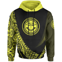 Federated States of Micronesia Hoodie Yellow Polynesian Patterns Sport Style Unisex Black - Polynesian Pride